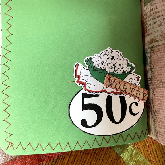 Christmas Junk Journal  With Charm u Washi  Fabric Wrap Tons Ephemera Handmade 5 - Picture 16 of 16